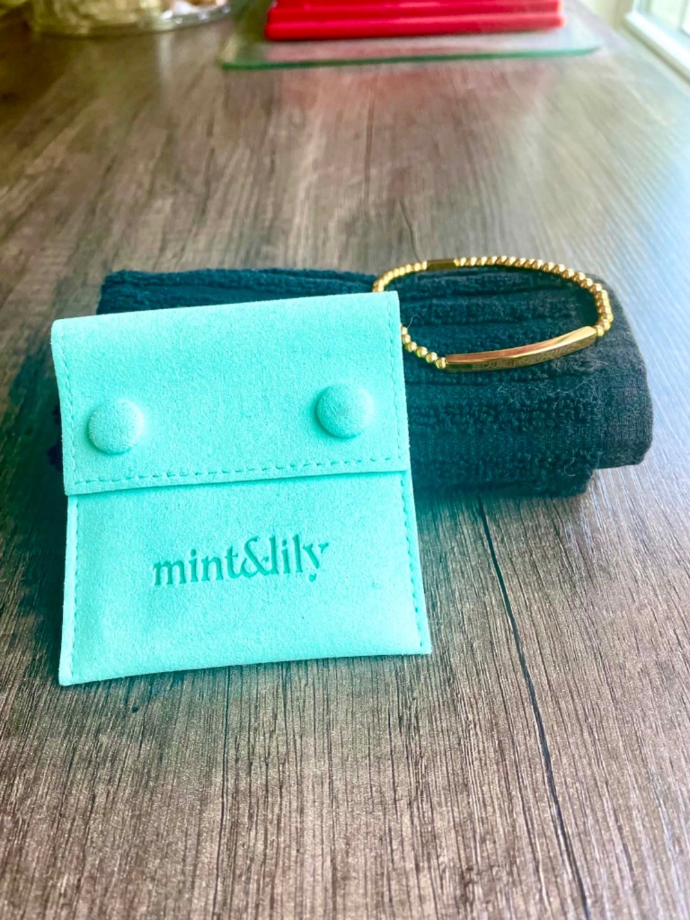 Mint & Lily "Because I F*cking Sparkle" Gold Beaded Bar Bracelet Stretch Fit